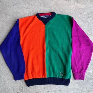 Vintage 90s Tommy Hilfiger color block multi color chunky knit sweater jumper